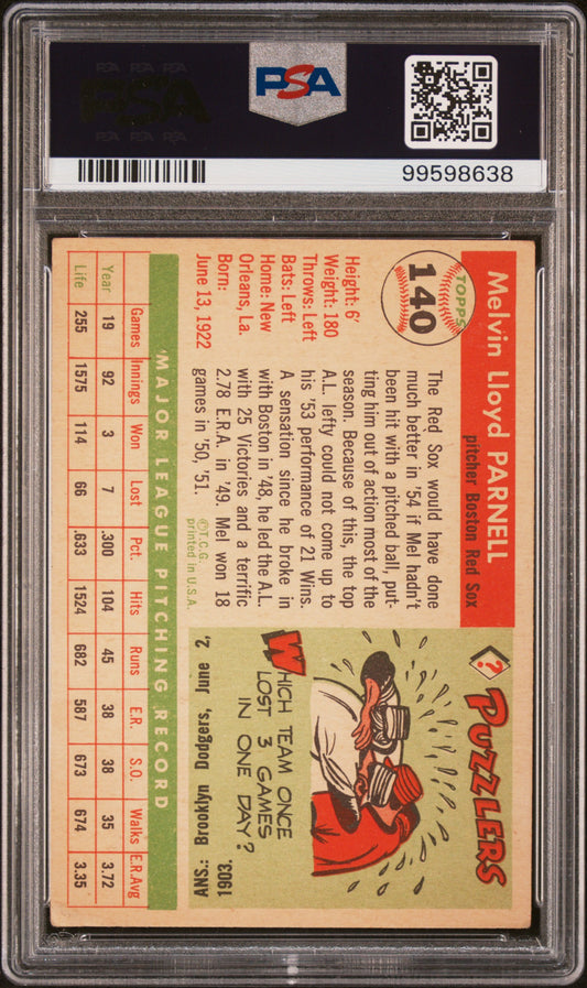 1955 Topps #140 Mel Parnell PSA 4