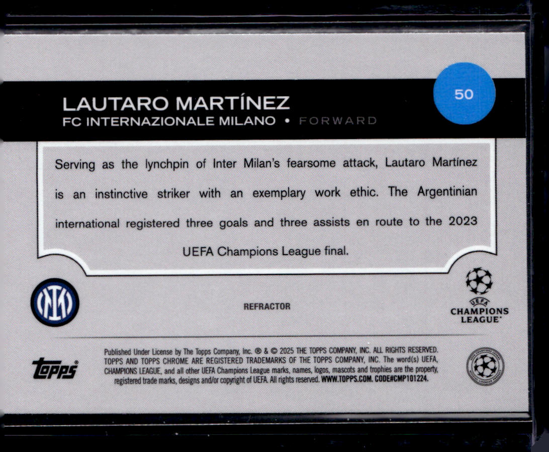 2024-25 Topps Chrome UEFA Club Competitions #50 Lautaro Martínez Refractor
