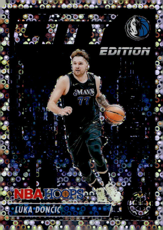 2023-24 Hoops Premium Stock #23 Luka Doncic City Edition Disco Prizm