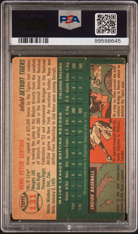 1954 Topps #131 Reno Bertoia PSA 2