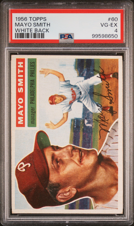 1956 Topps #60 Mayo Smith White Back PSA 4