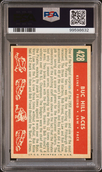 1959 Topps #428 Buc Hill Aces Kline/Friend/Law/Face PSA 5
