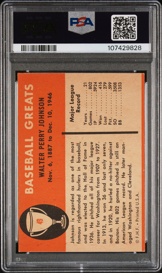 1961 Fleer #49 Walter Johnson PSA 6
