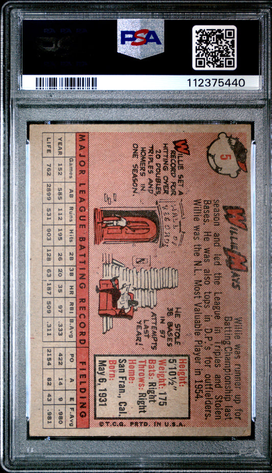 1958 Topps #5 Willie Mays PSA 4