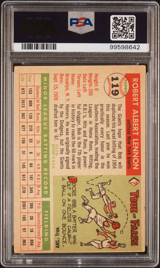1955 Topps #119 Bob Lennon PSA 4