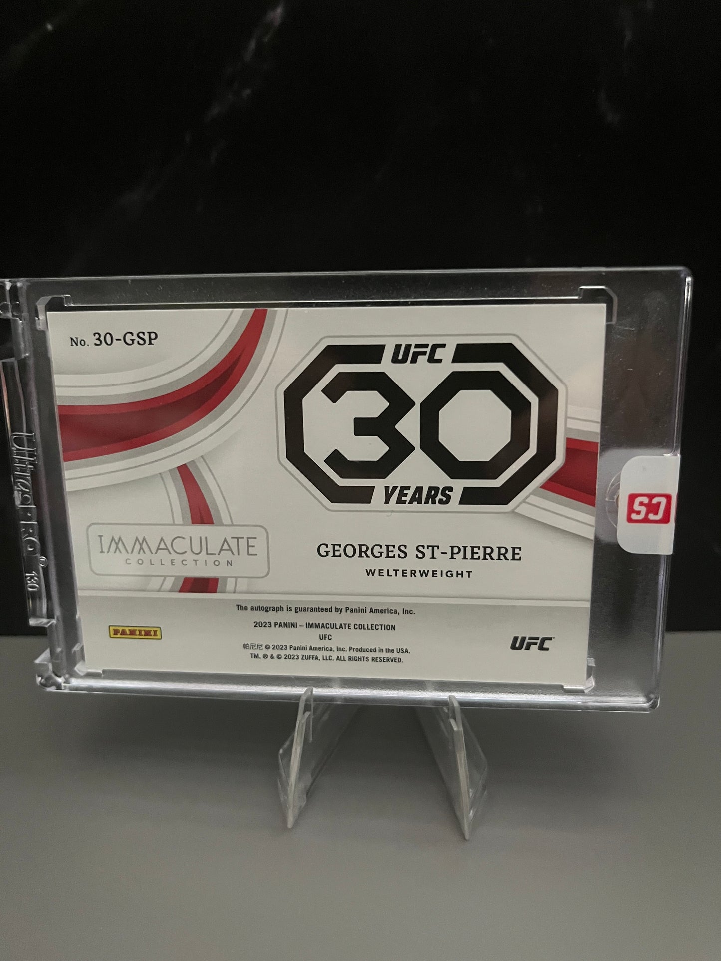 2023 Panini Immaculate UFC #30-GSP Georges St-Pierre 30th Ann Sign #/30