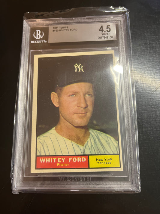 1961 Topps #160 Whitey Ford UER/Incorrectly listed/as 5'0 tall BGS 4.5
