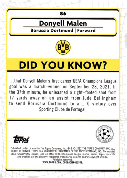 2021-22 Merlin Chrome UEFA Champions League #86 Donyell Malen