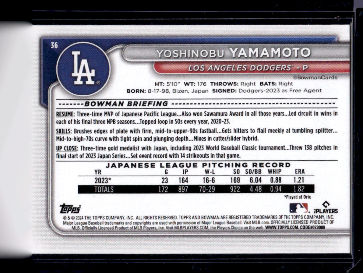 2024 Bowman #36 Yoshinobu Yamamoto