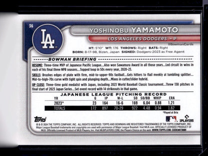 2024 Bowman #36 Yoshinobu Yamamoto