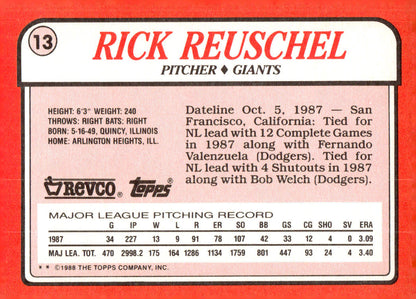 1988 Topps Revco League Leaders #13 Rick Reuschel