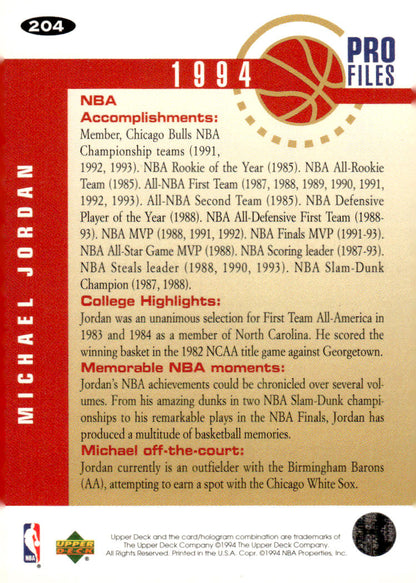 1994-95 Collector's Choice #204 Michael Jordan