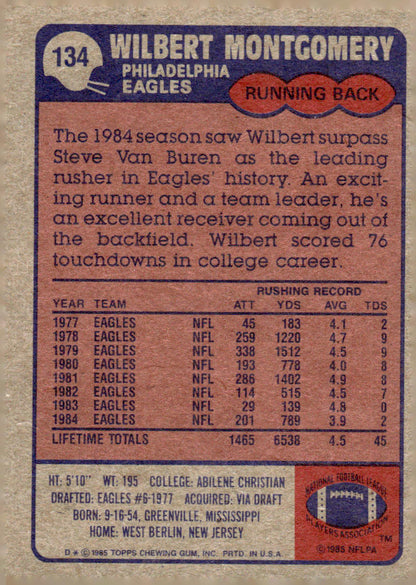1985 Topps #134 Wilbert Montgomery